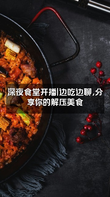 抖音解压娱乐视频封面：深夜食堂开播｜边吃边聊，分享你的解压美食